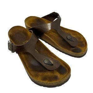 Birkenstock Brown izeh Birko Flor Sandals Leather Cork Size 38 (7.5)